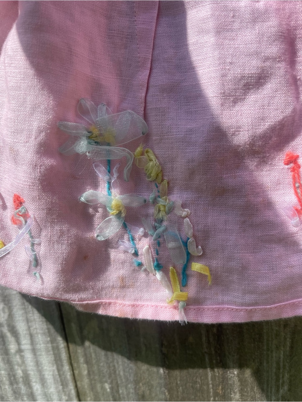 Light Pink Embroidered Irish Linen Cami Top by Richard Malcolm Sz L - Picture 10 of 10